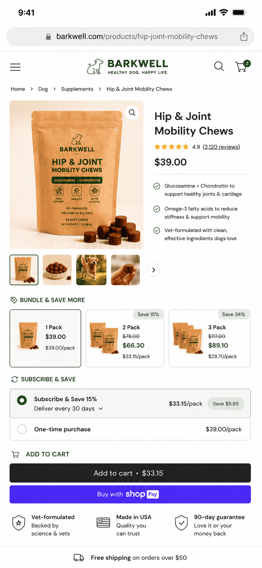 Optimized product page — Shopify funnel example