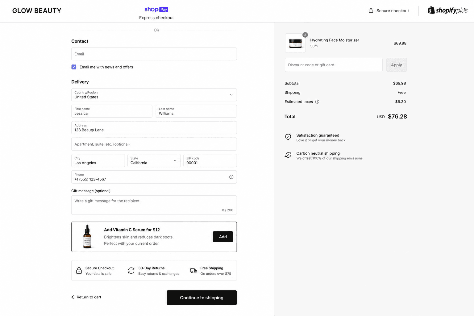 Shopify checkout UI extension adding custom fields and a post-purchase offer inside Shopify checkout