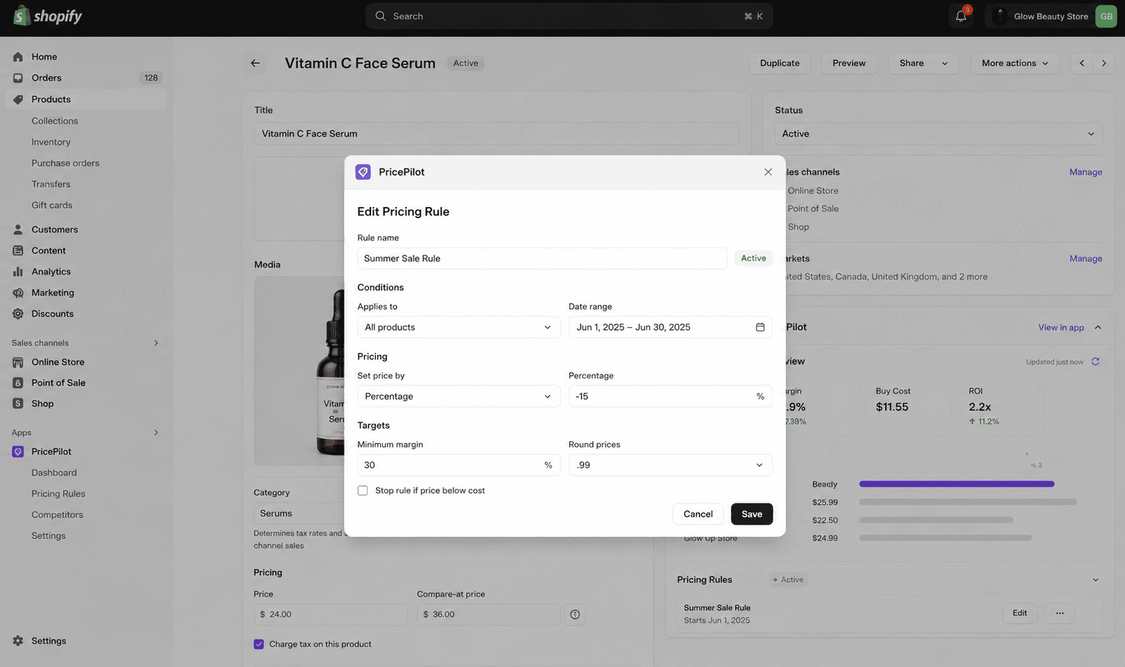 Shopify embedded admin app built with Polaris components and App Bridge inside the Shopify admin interface