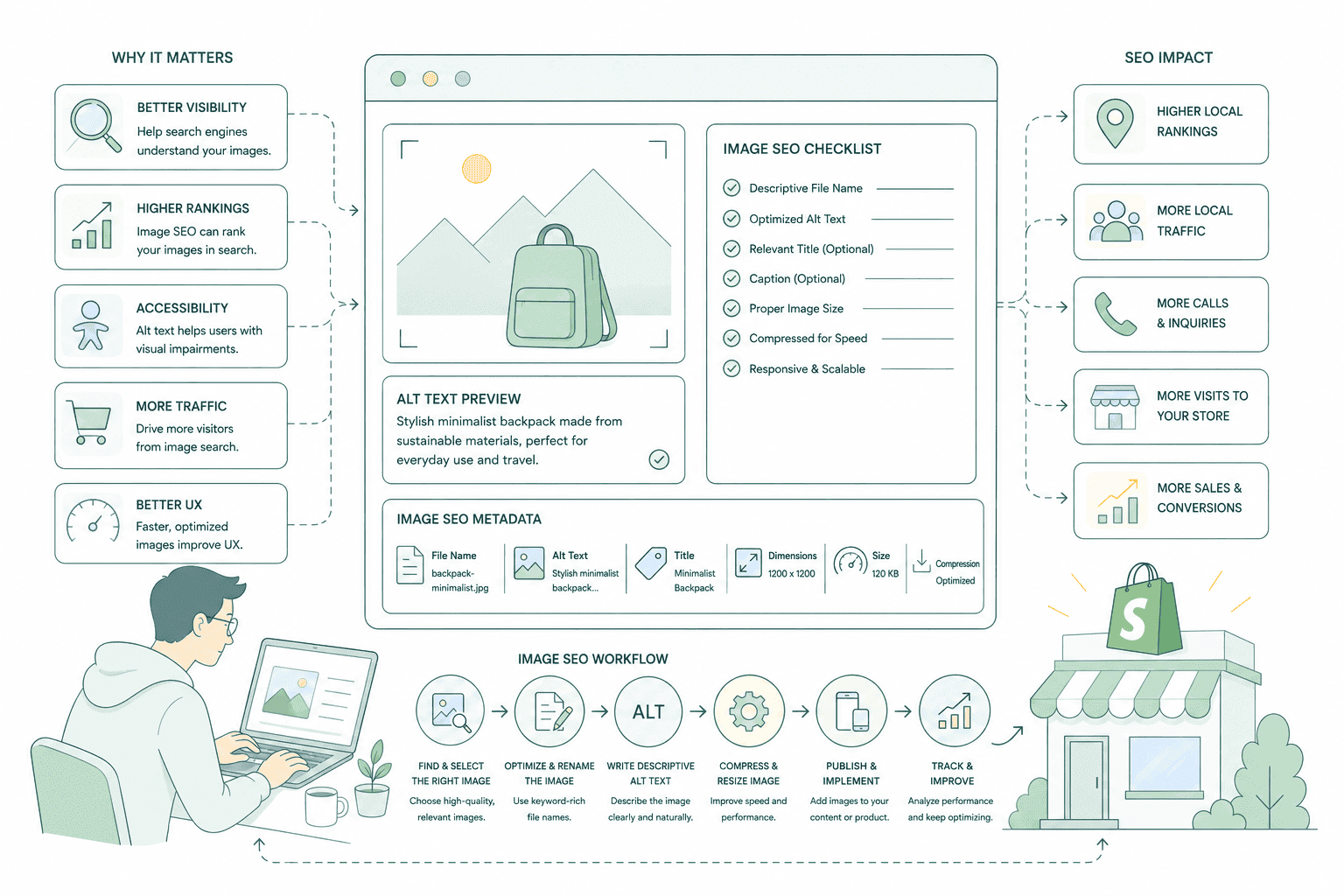 Shopify product images optimised with descriptive alt text and structured file names appearing in Google Images results