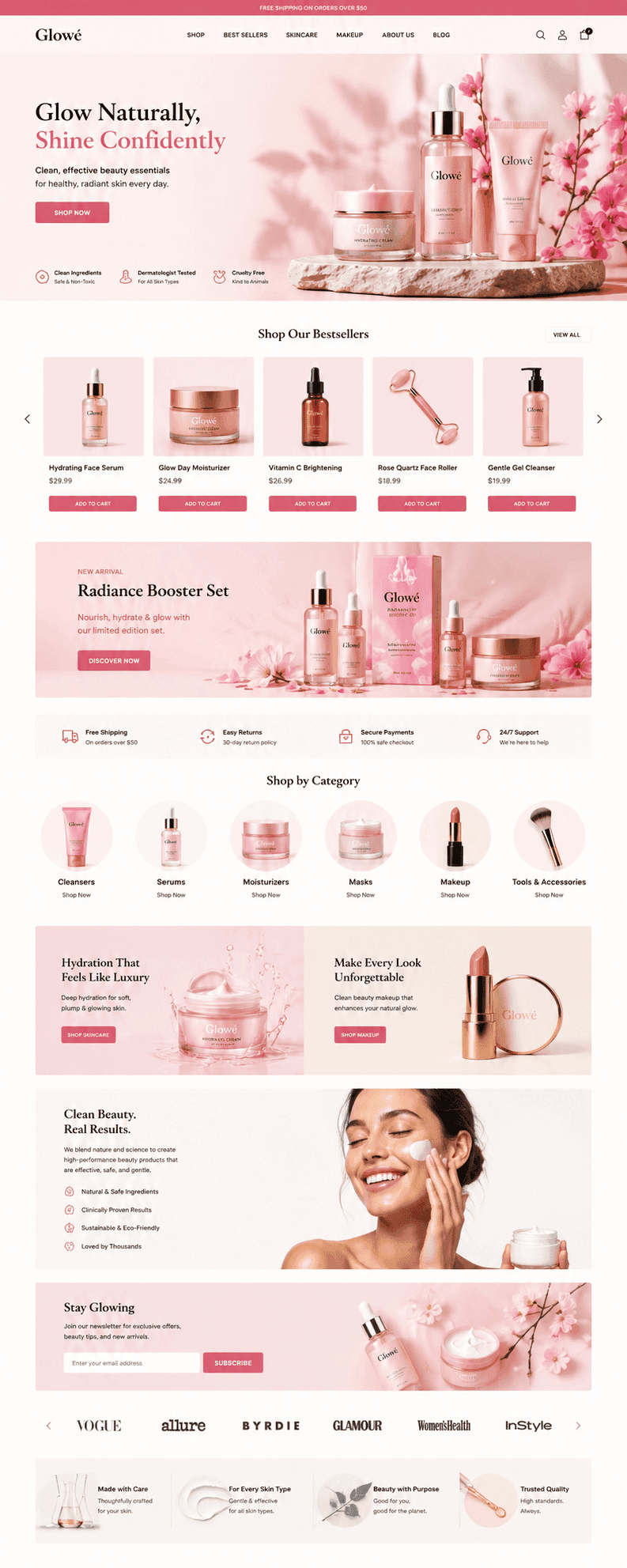 Glowé Shopify storefront